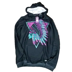 Freshhoods Graphic Indigenous Men's Skull and Headdress Hoodie Size 2XL Black
